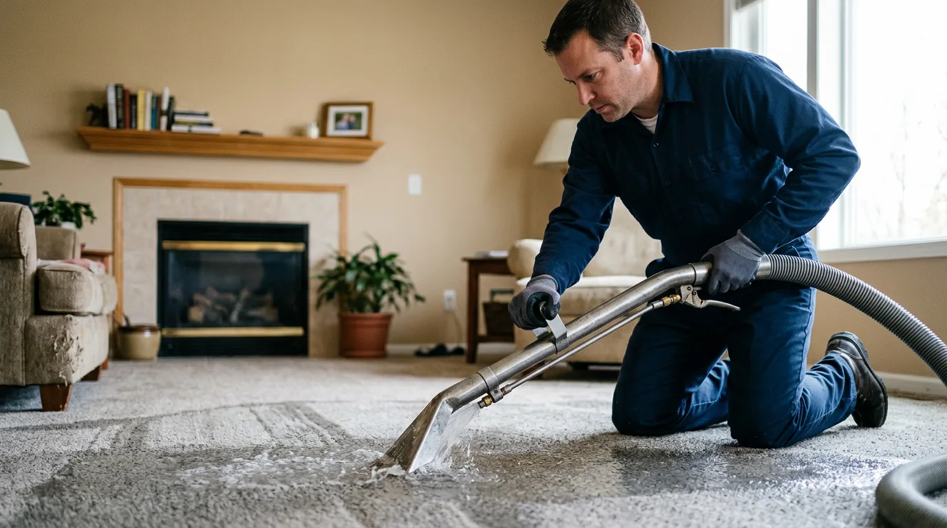 Water damage restoration technician working near Newark, AR